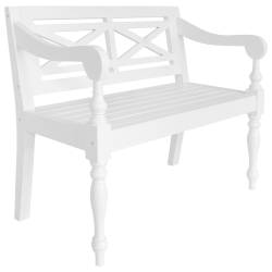 VIDAXL Batavia Bench 98 Cm Solid Mahogany Wood In White