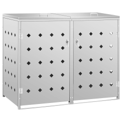 VIDAXL Double Wheelie Bin Shed 240 L Stainless Steel