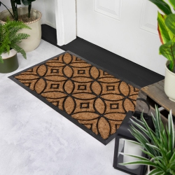 NORTHLIGHT Wedding Ring Coir Non-Skid Doormat - 30" X 18