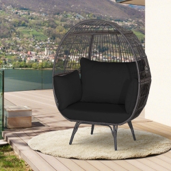 COSTWAY Patio Oversized Rattan Wicker Egg Chair Lounge Basket 4 Cushion Indoor & Outdoor