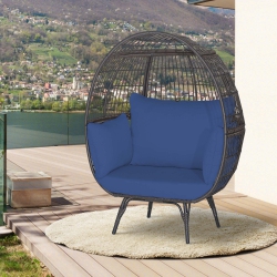 COSTWAY Patio Oversized Rattan Wicker Egg Chair Lounge Basket 4 Cushion Indoor & Outdoor