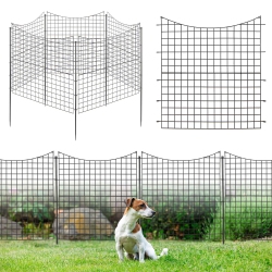 COSTWAY 39" Tall Outdoor Animal Barrier Decorative Garden Fence With 5 Panels & 5 Stakes