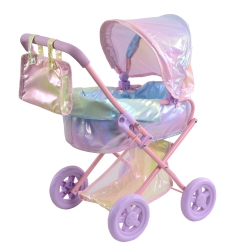 OLIVIA'SLITTLE WORLD Teamson Kids Pushchair for 16" Dolls Buggy Stroller Foldable Pram Iridescent Color