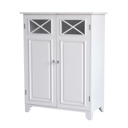 TEAMSON HOME Bathroom Floor Cabinet Wooden Linen Storage 2 Doors In White
