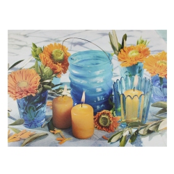 NORTHLIGHT 15.75" Led Flickering Candles And Flowers Glass Candles Canvas Wall Art