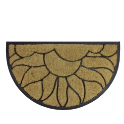 NORTHLIGHT And Black Sunflower Half Round Doormat 29 X 17 In Brown