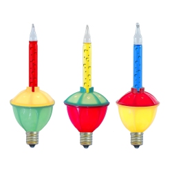 NOVELTY LIGHTS LLC Novelty Lights Replacement Bubble Lights 3 Pack, Vintage Glass Holiday Bulbs With Flowing Liquid, 5 Watts Each, C7/e12 Base