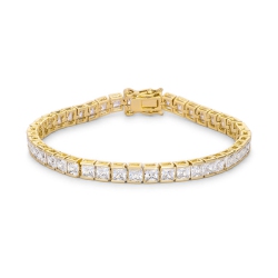 JGI Princess Cut Cz Tone Tennis Bracelet In Gold