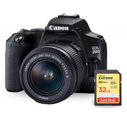 CANON Eos 250D/rebel Sl3 With 18-55MM F/3.5-5.6 Iii Lens + Sandisk Extreme 32GB