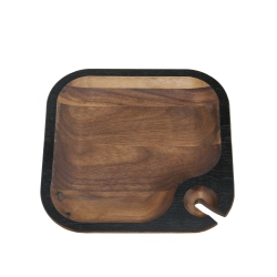DAVIDRASMUSSENDESIGN 6.5" And Black Square Handcrafted Wine Party Tray In Brown
