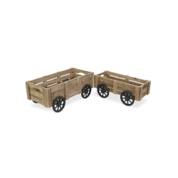 CONTEMPORARY HOME Set Of 2 And Black Handmade Storage Crates With Wheels 23.75" In Brown