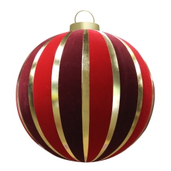 GKIBETHLEHEMLIGHTING Lighted Inflatable Commercial Outdoor Christmas Ball Ornament - 7.5' - And Gold In Red