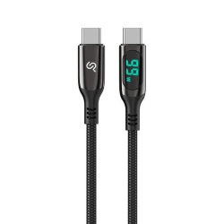 PRIMECABLES 100W Fast Charge USB-C to USB-C Nylon Braided Cable With Led Power Display - 3.28 Feet
