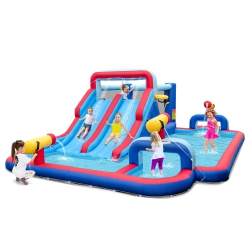 COSTWAY Inflatable Water Slide Park Kids Bounce House Climbing Jumping Without Blower