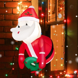 COSTWAY 3.3Ft Inflatable Christmas Santa Claus Broke Out From Window Hanging Decoration