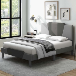 COSTWAY Upholstered Platform Bed Frame Velvet Headboard Mattress Foundation