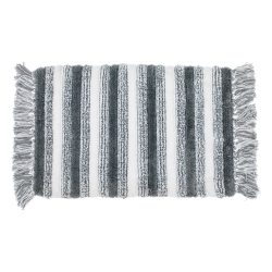 MAISON CONCEPTS Microfibre Striped Bath Mat With Fringe 20X32 In Gray