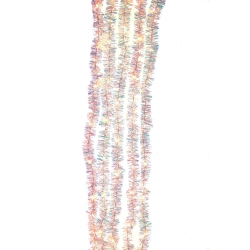 CHRISTMAS DECOR 100-Light Silver Iridescent Tinsel Cascade Warm Superbright Light Set In White