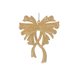 MAISON CONCEPTS Christmas Glitter Ornament Bow - Set Of 12 In Gold
