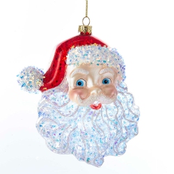 CHRISTMAS DECOR Glass Santa Head Ornament