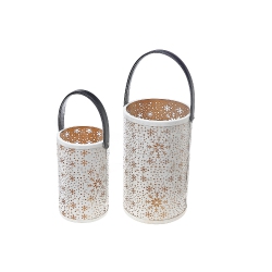 MAISON CONCEPTS Christmas Metal Cutout Lantern Set Of 2 Snowflake