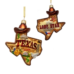 CHRISTMAS DECOR Glass Texas Ornament