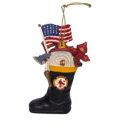 CHRISTMAS DECOR Firefighter's Boot Ornament