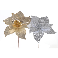 MAISON CONCEPTS Christmas Shiny Poinsettia Pick - Set Of 6