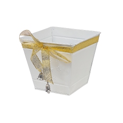 MAISON CONCEPTS Christmas Snowflake Metal Planter Square In White