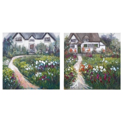 MAISON CONCEPTS Hand Painted Canvas Wall Art Floral Garden - Set Of 2