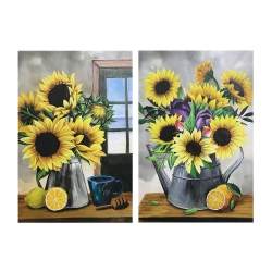 MAISON CONCEPTS Canvas Wall Art Sunflower And Lemons - Set Of 2