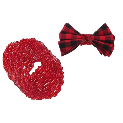 MAISON CONCEPTS Christmas Beaded Napkin Ring - Set Of 8 In Red