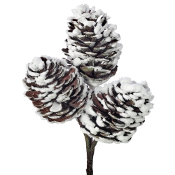 REGENCY 12" Plastic Snow Pine Cone X3 Pick