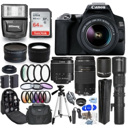 CANON Eos 250D/rebel Sl3 With 18-55MM + 75-300MM + 500MM 30 Piece Accessory Kit