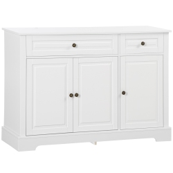 HOMCOM Sideboard Buffet Cabinet, Modern Kitchen Cabinet With 2 Drawers And Adjustable Shelves, Coffee Bar Cabinet In White
