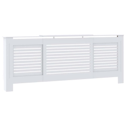 VIDAXL Radiator Cover With Top Shelf, Hide Cluttered Pipes, Mdf, 55.5-80.7"x7.5"x32.1" In White