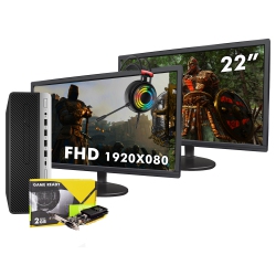 HP Refurbished (Good) Prodesk 600 G3 Sff Desktop - New Dual 22-Inch Fhd Monitor, Intel Core I5-6Th Gen, 16GB Ram, 1Tb SSD, Gt 1030, Win 10 Pro