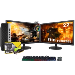 HP Refurbished (Good) Prodesk 600 G3 Sff Desktop - New Dual 22-Inch Fhd Monitor, Intel Core I5-6Th Gen, 32GB Ram, 512GB SSD, Gt 1030, Win 10 Pro
