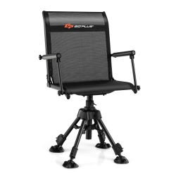 COSTWAY Goplus Swivel Hunting Chair W/4 360°Adjustable Legs Folding Silent Swivel Blind Chair