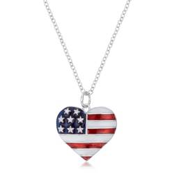JGI Stars And Stripes Rhodium Necklace With Cz In Multicolor