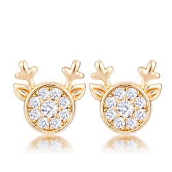 JGI Plated Clear Cz Reindeer Earrings In Gold