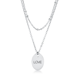 JGI Stainless Steel Double Chain Love Necklace In Multicolor
