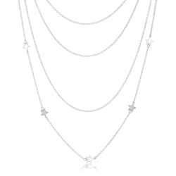 JGI Multi-Chain Rhodium Star Necklace With Cz In Multicolor