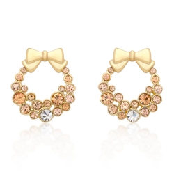 JGI Holiday Wreath Crystal Earrings In Champagne