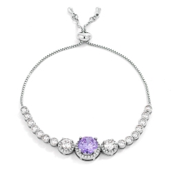 JGI Graduated Lavender & Clear Cz Bolo Style Tennis Bracelet In Multicolor