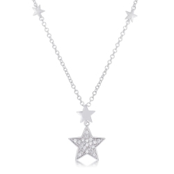 JGI .32Ct Rhodium Star Necklace With Shimmering Cz In Multicolor