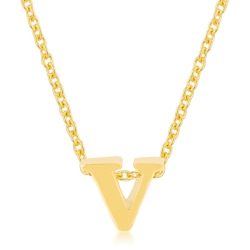 JGI Golden Initial V Pendant In Multicolor