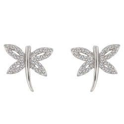 JGI Cubic Zirconia Dragonfly Earrings In Multicolor