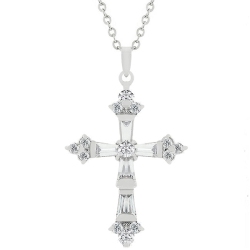 JGI Brilliant Cubic Zirconia Cross Pendant In Multicolor