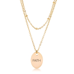 JGI 18K Plated Double Chain Faith Necklace In Gold